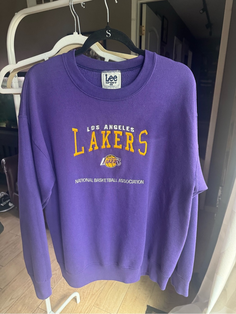 Lee Purple Los Angeles Lakers Crewneck Sweatshirt with Yellow Embroidery